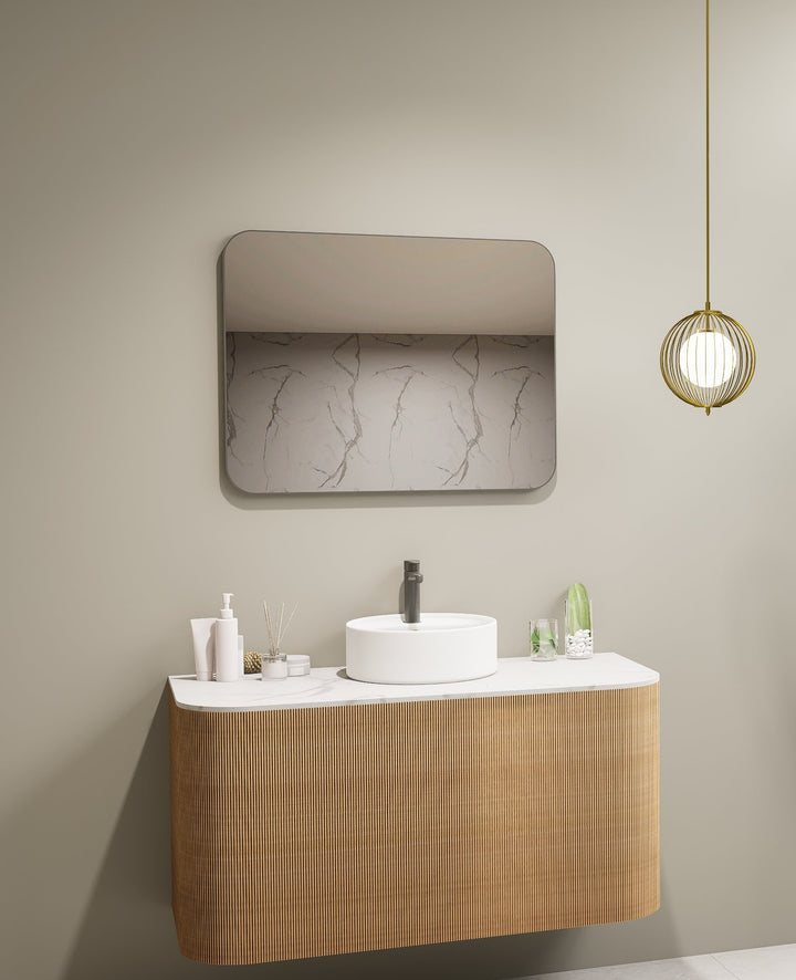Lumixe Asta Soft Square Framed Mirror in Brushed Gun Metal