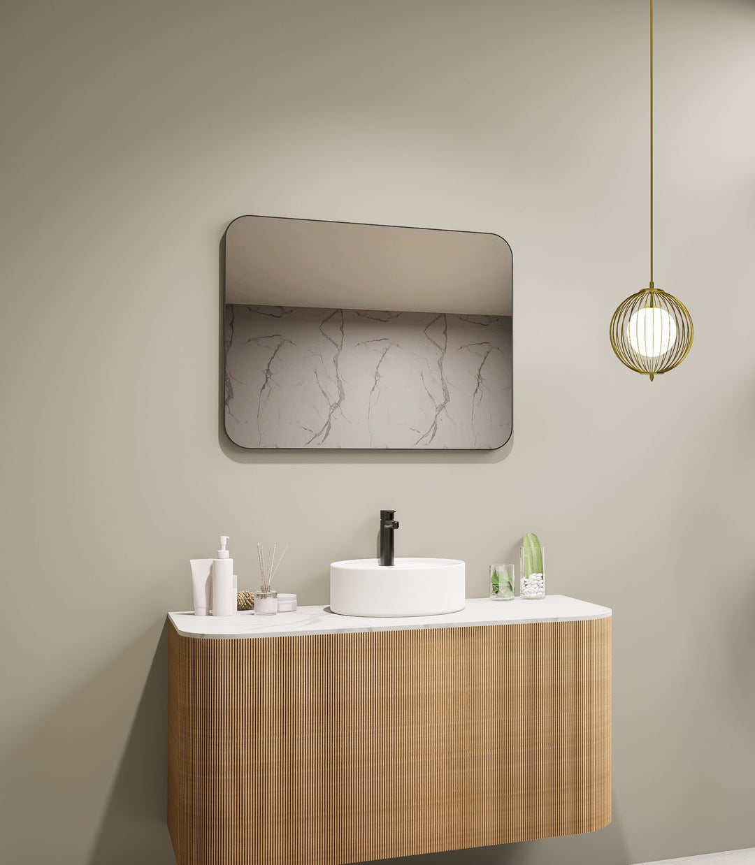 Lumixe Asta Soft Square Framed Mirror in Matt Black