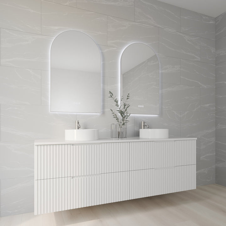 Lumixe Aura Arch Framed LED Mirror in Brushed Nickel