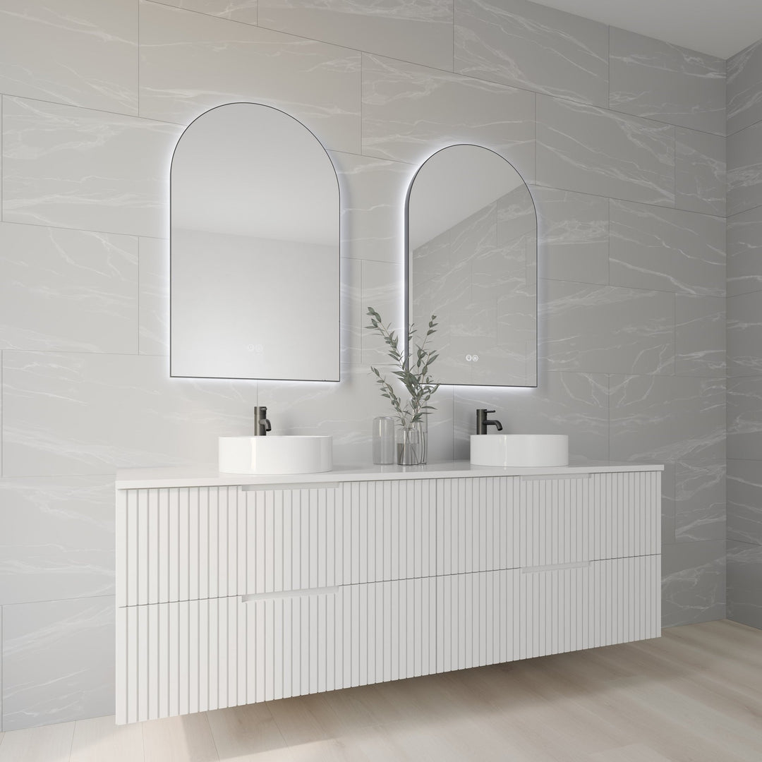 Lumixe Aura Arch Framed LED Mirror in Matt Black