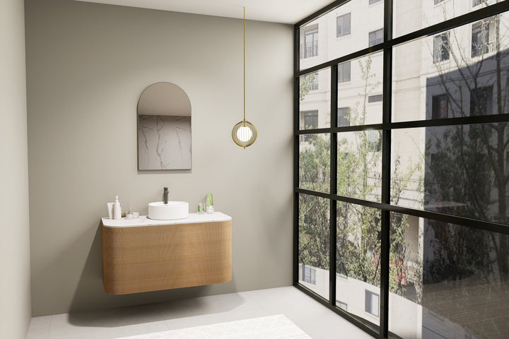 Lumixe Aura Arch Framed Mirror in Brushed Gun Metal
