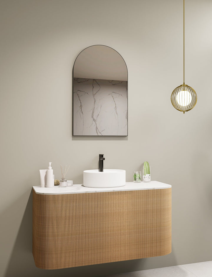 Lumixe Aura Arch Framed Mirror in Matt Black