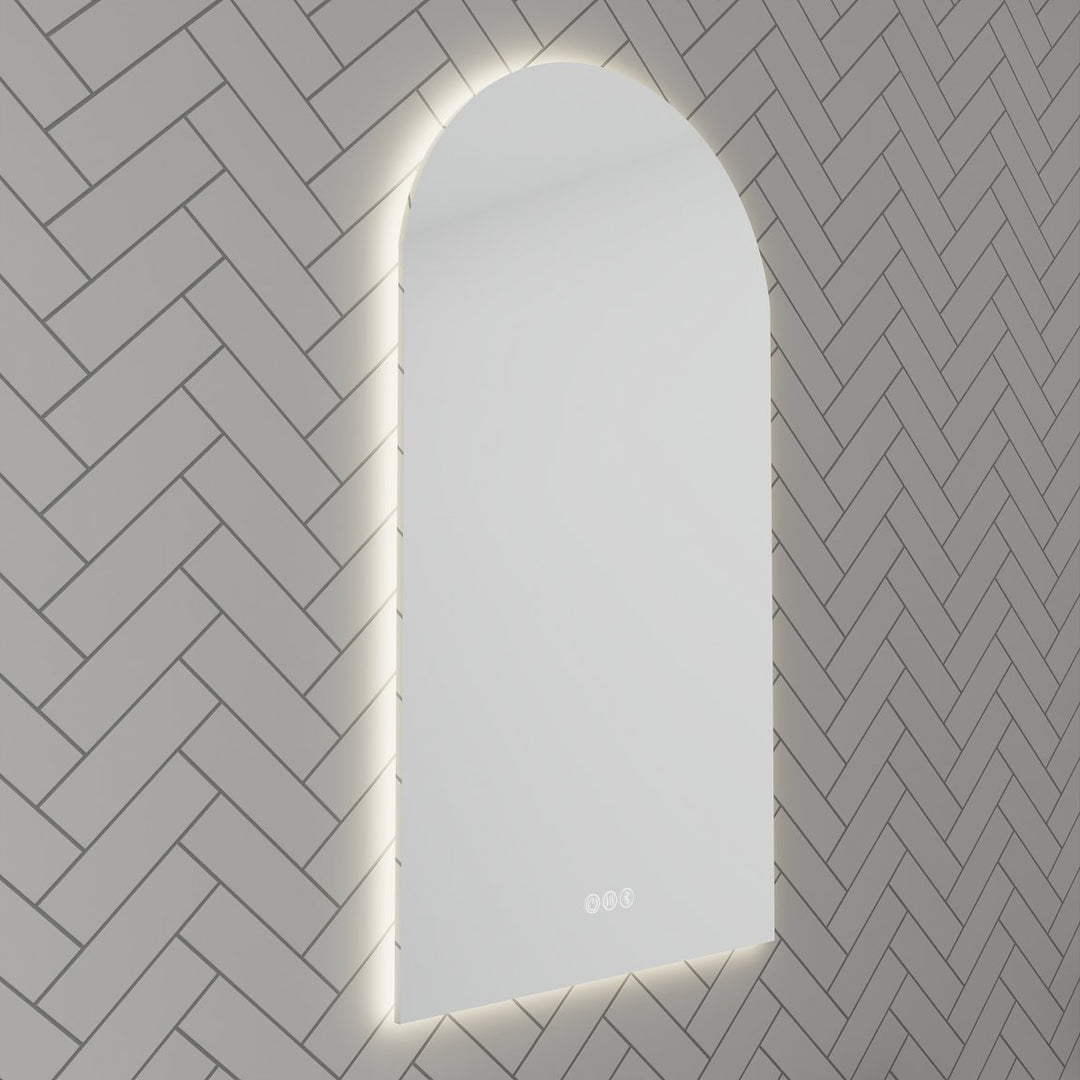 Lumixe Aura Arch Frameless LED Mirror, warm white 3000K