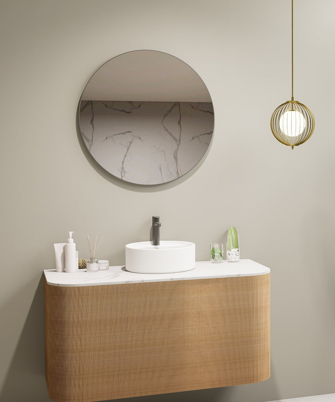 Lumixe Circo Round Framed Mirror in Brushed Gun Metal