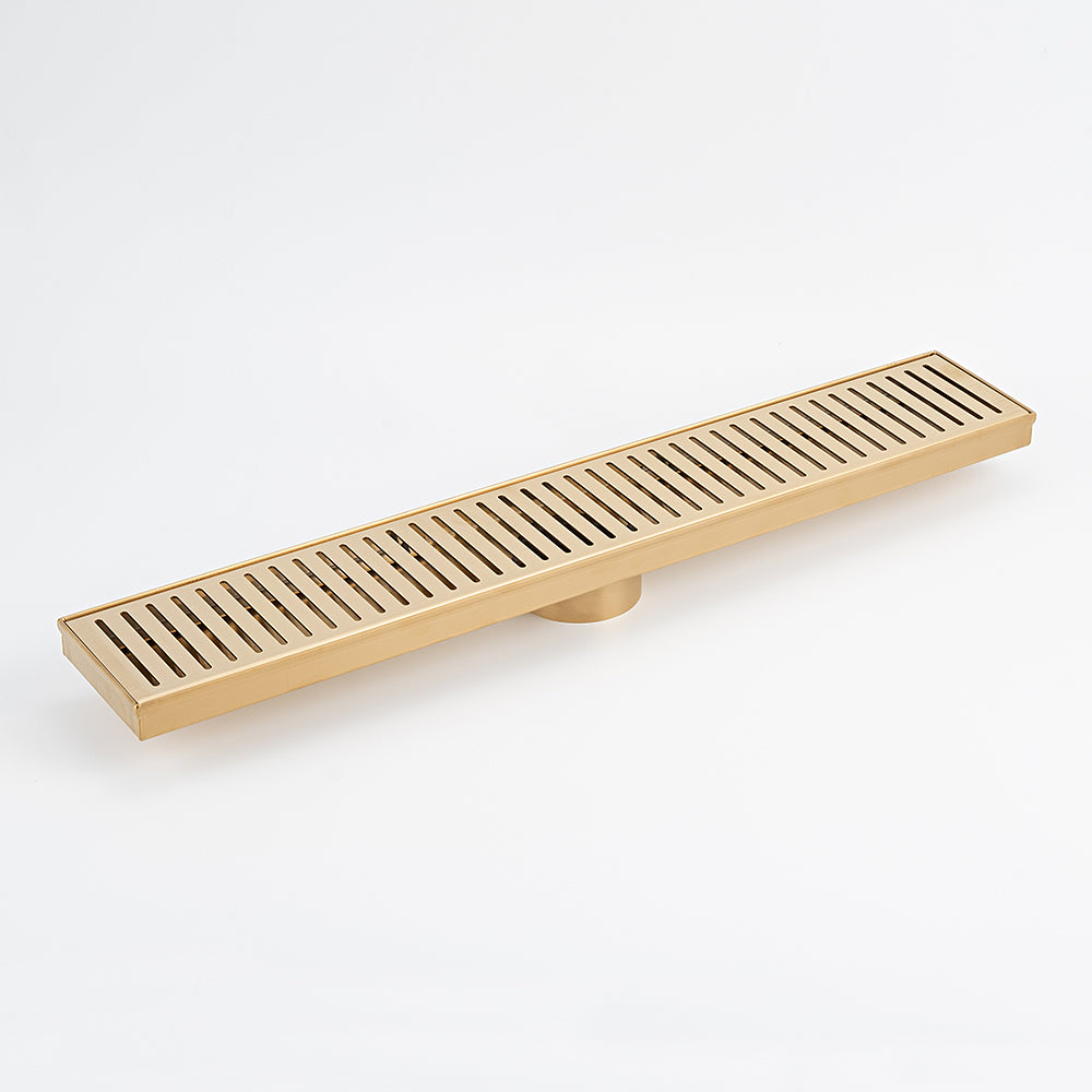 Radiant Linear Slotted Floor Grate Brushed Gold