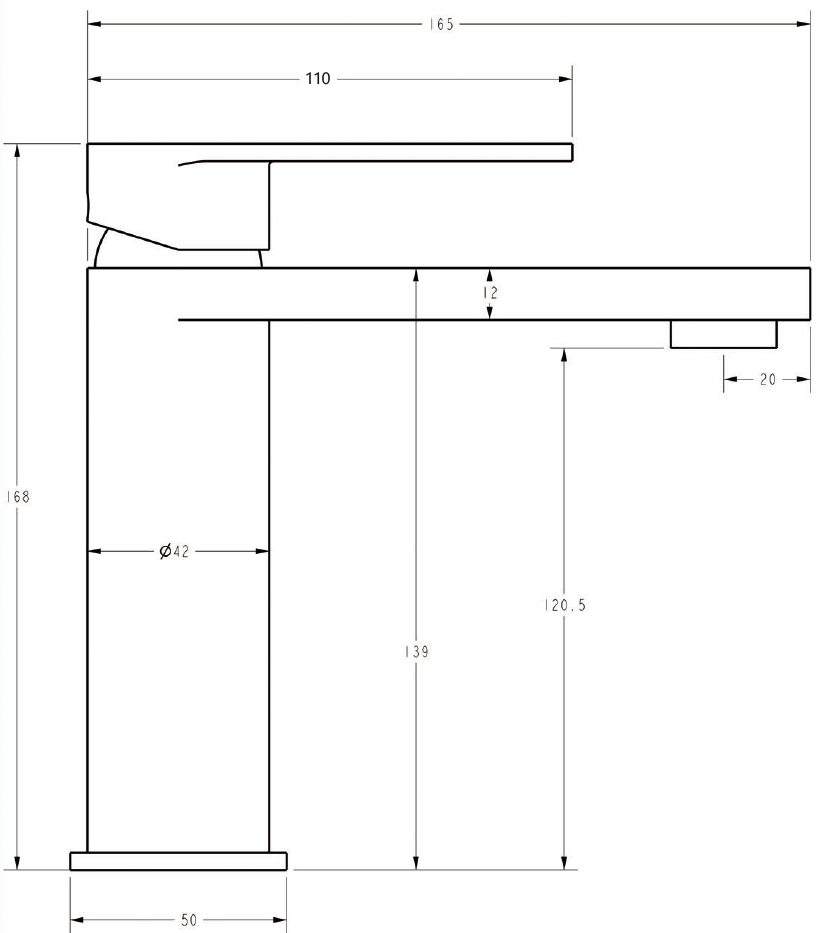 Luca Basin Mixer dimensions
