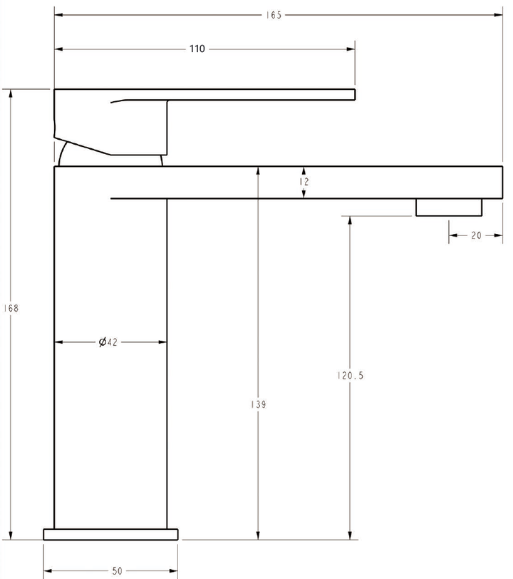 Luca Basin Mixer dimensions