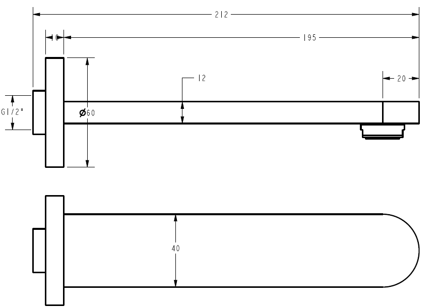 Luca Bath/Basin Spout dimensions