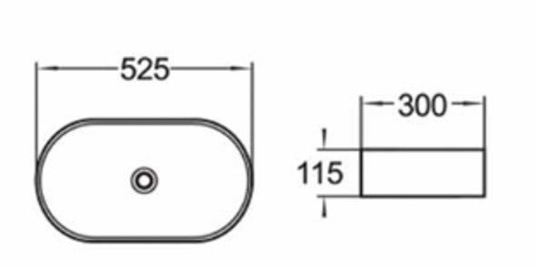 Luca Pill Basin dimensions 525 x 300 x 115mm