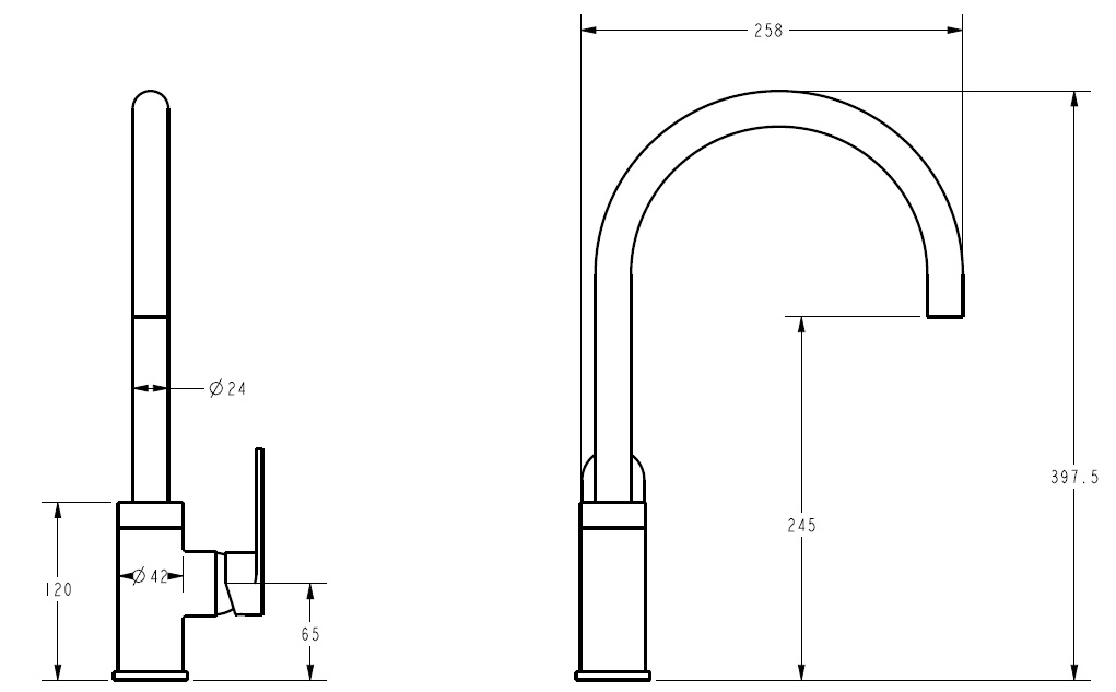 Luca Sink Mixer dimensions