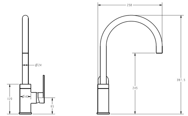 Luca Sink Mixer dimensions