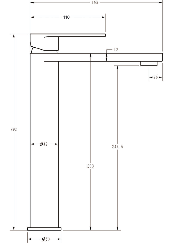Luca Tall Basin Mixer dimensions