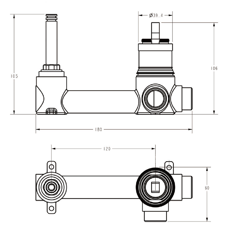 Luca Wall Basin Mixer in-wall body dimensions