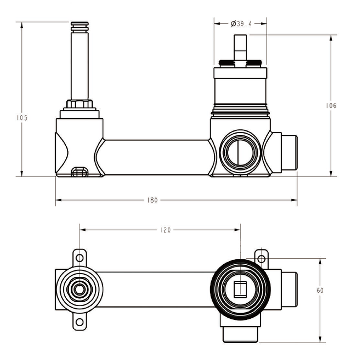 Luca Wall Basin Mixer in-wall body dimensions