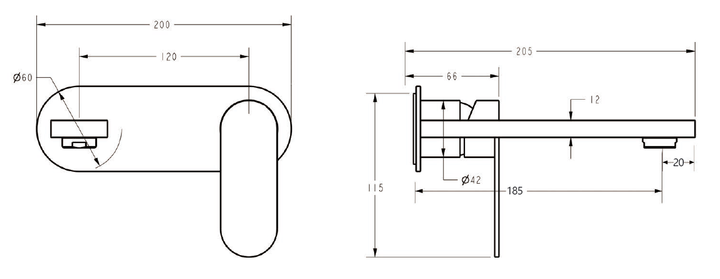 Luca Wall Basin Mixer dimensions