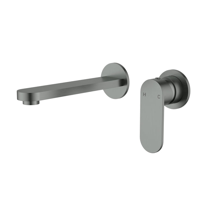 Luca Wall Basin Mixer with Separate Back Plate Brushed Gun Metal