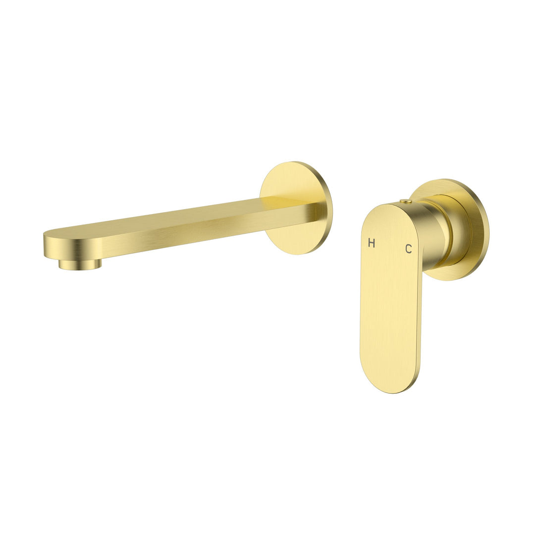 Luca Wall Basin Mixer with Separate Back Plate Light Gold