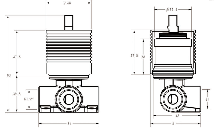 Luca Wall Mixer in-wall body dimensions