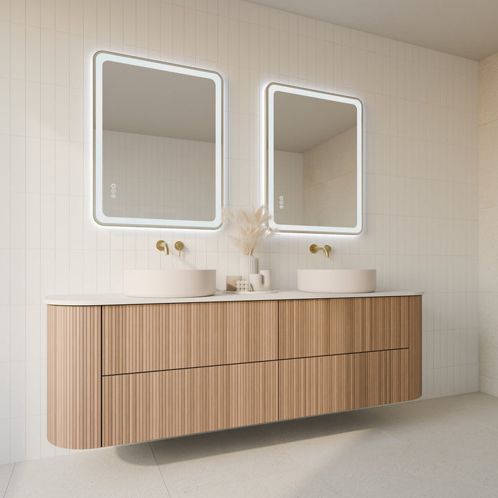 Lumixe Lume Curved Framed LED Mirror in Brushed Gold