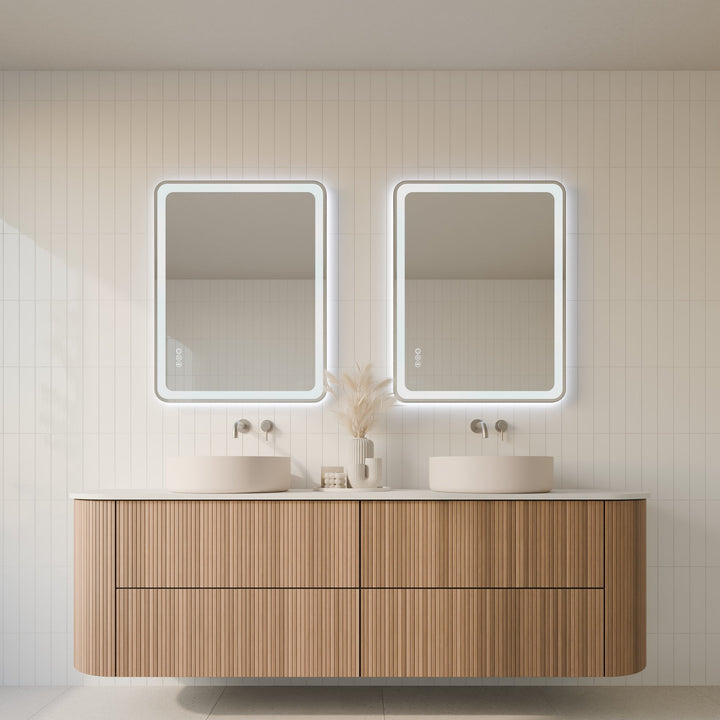 Lumixe Lume Curved Framed LED Mirror in Brushed Nickel