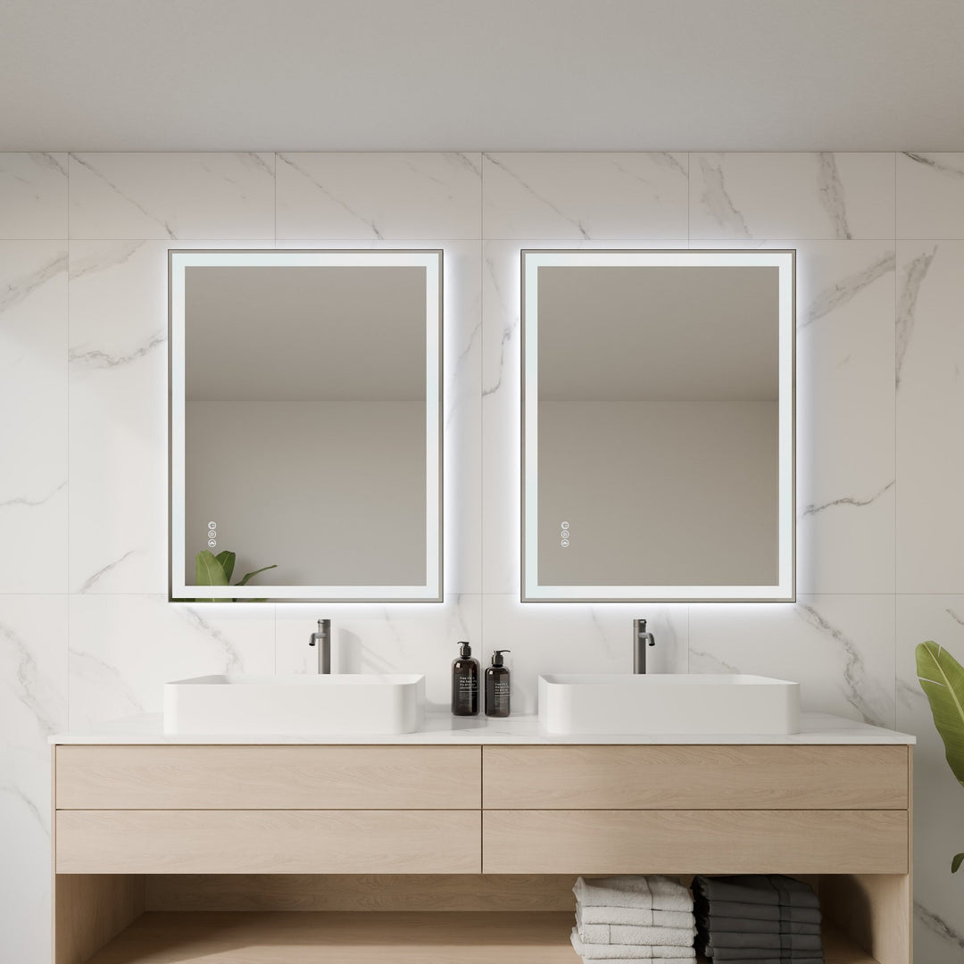 Lumixe Nexus Rectangular Framed LED Mirror in Matt Black