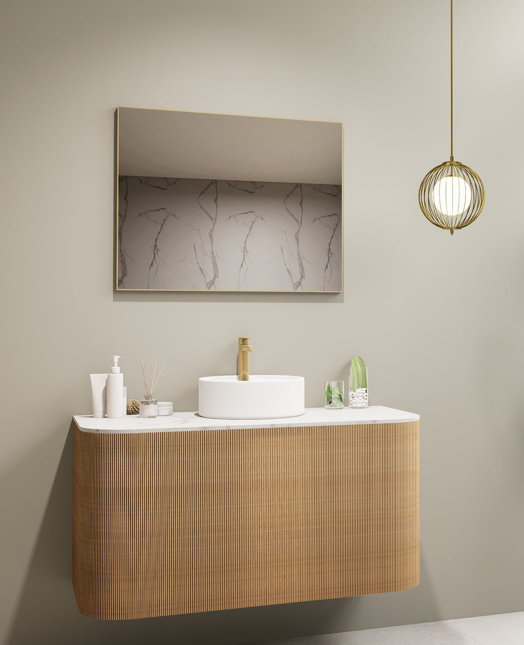 Lumixe Nexus Rectangular Framed Mirror in Brushed Gold
