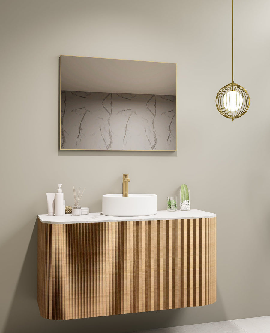 Lumixe Nexus Rectangular Framed Mirror in Brushed Gold