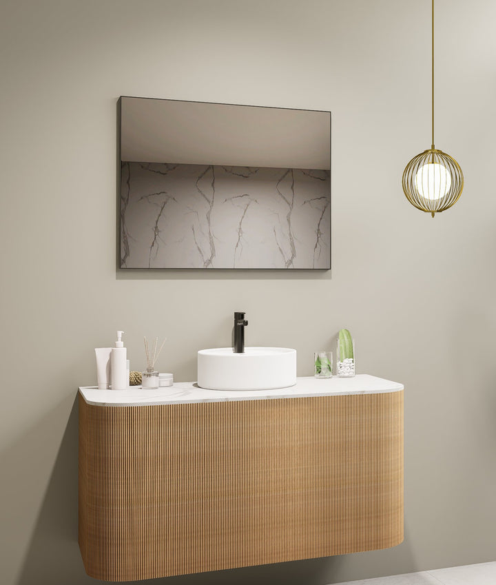 Lumixe Nexus Rectangular Framed Mirror in Matt Black