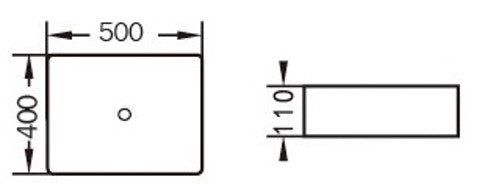 Nico Rectangle Basin dimensions 500 x 400 x 110mm