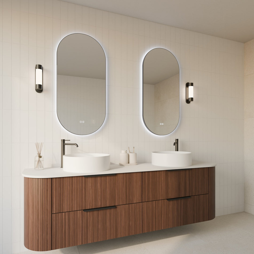Lumixe Orvis Pill Framed LED Mirror in Matt Black