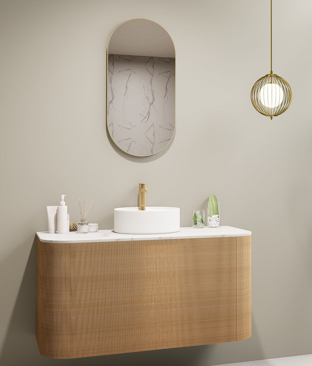 Lumixe Orvis Pill Framed Mirror in Brushed Gold