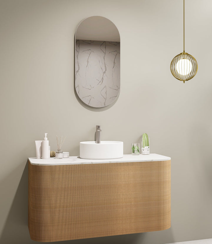 Lumixe Orvis Pill Framed Mirror in Brushed Nickel