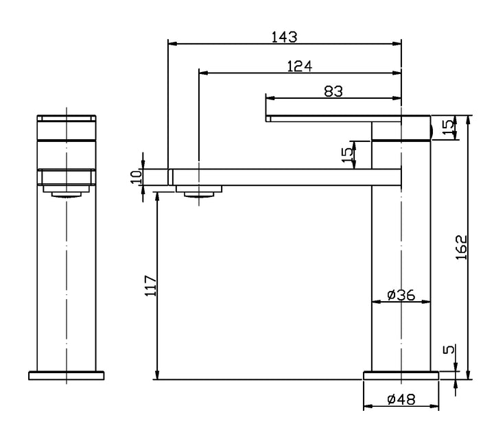 Evie Basin Mixer dimensions