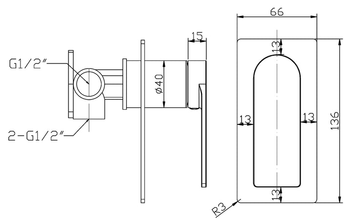 Evie Wall Mixer dimensions