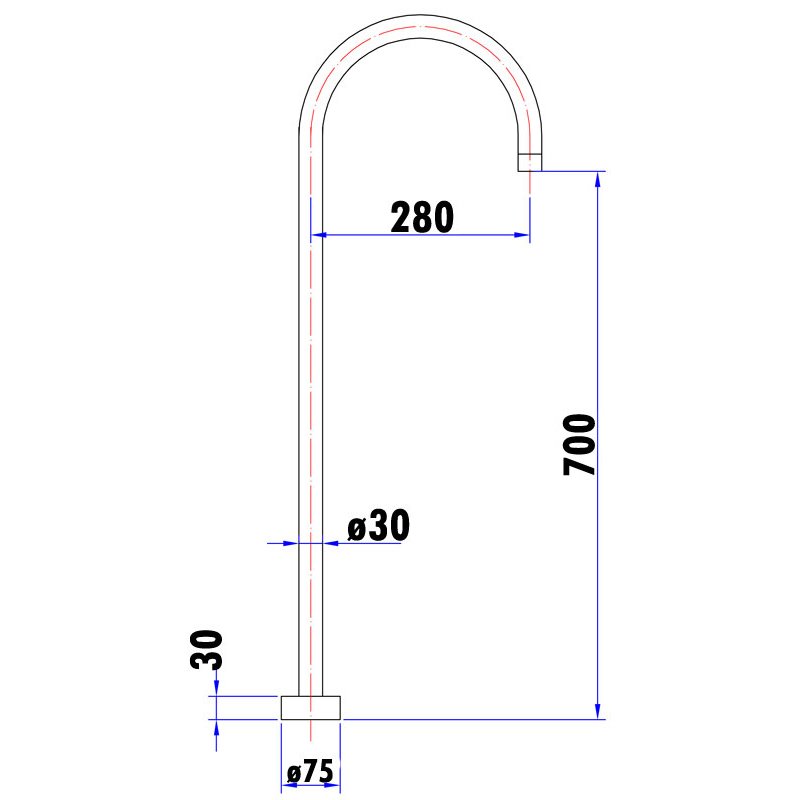 Vico Freestanding Bath Spout dimensions
