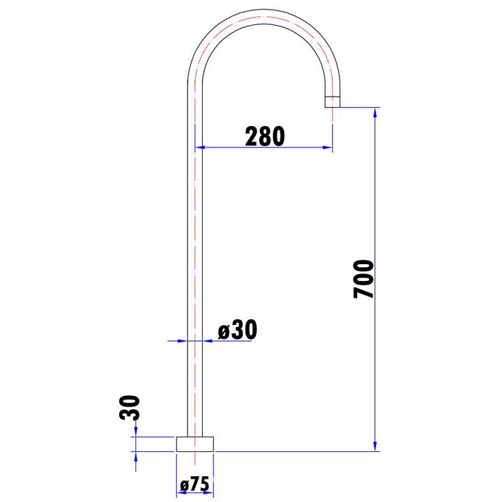 Vico Freestanding Bath Spout dimensions
